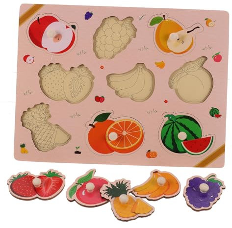 BESPORTBLE Fruit Scratching Board Wooden Puzzles for Toddlers Educational Plaything Cartoon Design for Year Old Boys and Girls Learning at Home