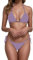 Maillot de Bain Femme 2 Pieces Sexy String Bikini Set froncé Halter réglable Dos Nu Chic Maillots Deux pièces Femme Natation Taille Haute à laçage Couleur Unie Beachwear