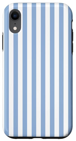 Cute Light Blue and White Striped Aesthetic Vertical Lines Case for iPhone XR