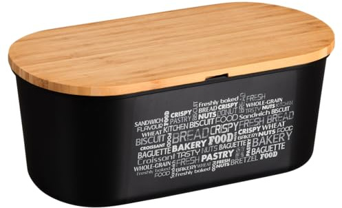 Kesper | Brotbox mit Schneidebrett, PET, 34 x 18 x 14 cm, Schwarz | 38502 | Schneidebrett beidseitig verwendbar
