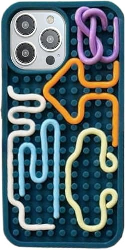sifteng 3D-Stereoskopische Silikon-Schutzhülle für sensorische Dekompressions-Handyhülle, lustiges 3D-Puzzle-Punktlinien-Handyhülle