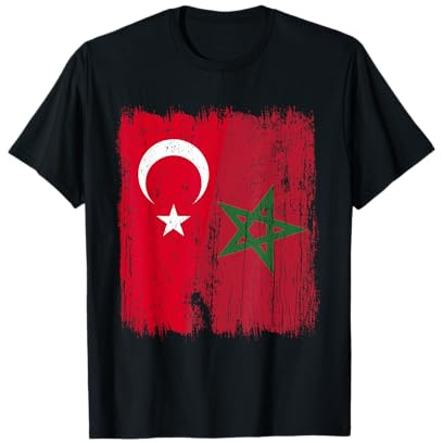 Maillot Turquie Maroc Demi Drapeau Turc Patrimoine Mar T-Shirt