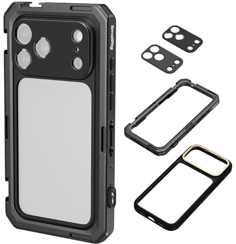 SMALLRIG Mobiler Cage für iPhone 17 Pro, Hülle mit T-Mount Objektivrückplatte und 17mm-Objektivgewinde, TPU-Softrahmen,Schnellverschluss-Rig für Videoaufnahmen und Vlogging, Basic Edition – 5545