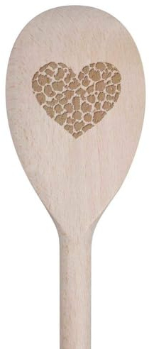 Azeeda 'Leopard Print Heart' Wooden Spoon - 30cm (SO00023864) | Cooking Utensil for Stirring, Baking, Sauces and Food Preparation