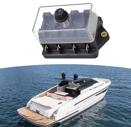 Homeponnew ATO/ATC In-Line 4-Fach Sicherungsträgerkasten für Boot, LKW & Automotive Einsatz - 152×52×42mm Kunststoff Sicherungshalter mit transparenter Doppelabdeckung, 12V/24V kompatibel