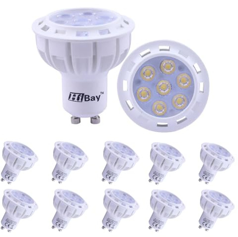 HiBay 10er Set LED Lampen GU10, 7W Warmweiß 3000K (Ersetzt 55W Halogen), MR16 550lm Spots 230V Strahler Leuchtmittel, Nicht Dimmbar für Deckenleuchte Einbauleuchte