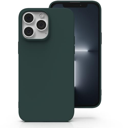 Zuvirelx Silicone Case for iPhone 13 Pro - Dark Green | Thin, Non-Slip, Soft Grip, Minimalist, Shockproof, Pocket-Friendly