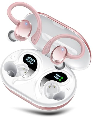 Wireless Earbuds, Wireless Headphones with ENC Mic, 68H Bluetooth 5.4 Headphones Dual LED Display, 2026 New Noise Cancelling Earbud, Sport Earphones with EarHooks, IP7 Waterproof Ear Buds, USB-C