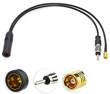 Eightwood Dab Splitter Dab Antenne Séparateur Câble SMB Antenne Séparateur DIN Femelle à Din mâle à SMB FM Radio RG174 30cm pour AM/FM Dab + Radio Pionnier Clarion Alpine