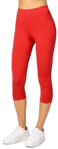 Merry Style Damen Leggings 3/4 Capri Leggings aus Viskose MS10-144 (Rot, M)