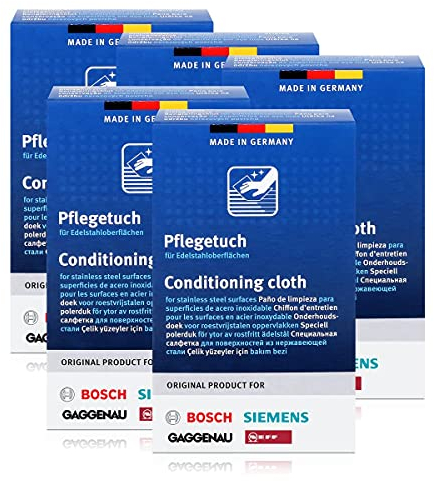 BSH Edelstahlpflegetücher für Bosch, Siemens, Gaggenau, Neff (5er Pack)