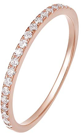 Zakk Eternity Ring Damen Ewigkeitsringe Vorsteckring Schmal Silber 925 Zirkonia Roségold Vergoldung Verlobungsringe Eheringe Trauringe Memoire Ring(Roségold,63 (20.1))