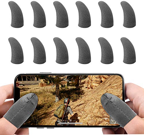 DLseego PUBG Mobile Game Controller Finger Sleeve Sets [12 Pack], Glattes Dünnes Atmungsaktiv Anti-Sweat-Empfindliche Voll Touch Screen-Joystick-Finger Set für Knives Out/Rules of Survival