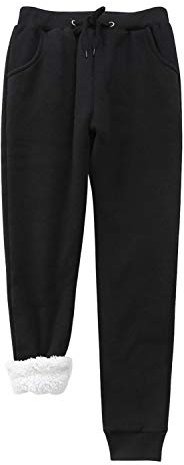 semen Sweatpants Femme Jogging en Polaire Pantalon de Sport Côtelé Cordon de Serrage Epais Chaud Basique Automne Hiver