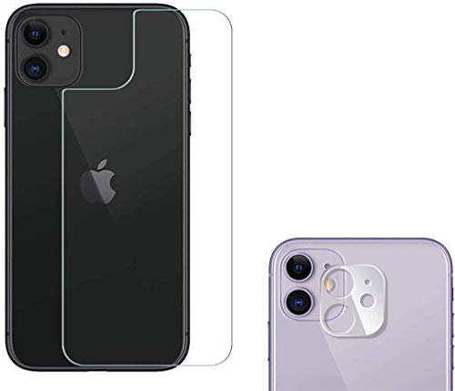 NOVAGO Compatible avec iPhone 11- Lot de 2 Films Protection Verre trempé résistant pour le dos et la caméra de iPhone 11 (iPhone 11 (6.1''))
