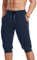 MAGCOMSEN Herren Leicht Bermuda Short Baumwolle Sommer Fitnesshose Yoga Capri Hosen Männer 3/4 Fitness Training Hose Stretch Slim Fit Outdoorhose mit Stretchbund Dunkelblau 34