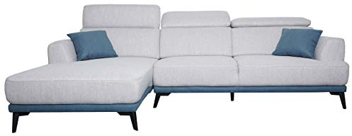 Mendler Sofa HWC-G44, Ecksofa L-Form 3-Sitzer, Liegefläche Nosagfederung Taschenfederkern verstellbar 277cm - Links, hellgrau