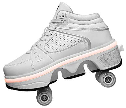 SXZHSM Inline-Skate, 2-in-1-Mehrzweckschuhe, Verstellbare Quad-Rollschuh-Stiefel,EU41/UK7