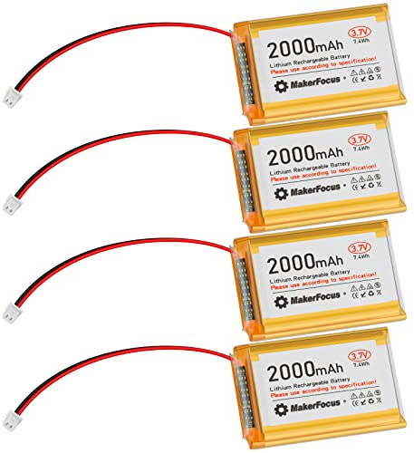 Seamuing Lot de 4 Batteries Rechargeables LiPo 3,7V 2000mAh 1S 1C avec Carte de Protection, Prise Micro JST 1.25 Compatible avec Arduino, Carte de Développement ESP32