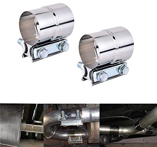 LTI 2 Pack 3 inch Lap Joint Exhaust Band Clamp Repair Preformed for 3 ID to 3 OD Exhaust Pipe Connection 304 Stainless Steel (3 2 Pack)