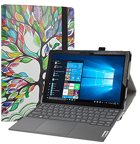 LiuShan Compatible avec IdeaPad Duet 3i 10.3 Coque,Slim PU Cuir Etui et Pliable Stand Folio Coque Couverture pour 10.3 Lenovo IdeaPad Duet 3i 10IGL5(Non Compatible avec Un Autre Model),Love Tree