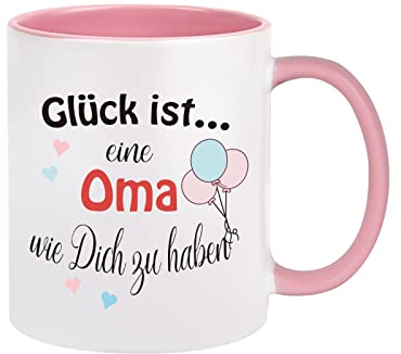 Lighsele 11oz Oma Tasse mit Schrift Glück ist ... eine Oma wie dich zu haben Kaffeetasse Keramiktasse Geschenk für Großmutter Muttertag Geburtstag Weihnachten