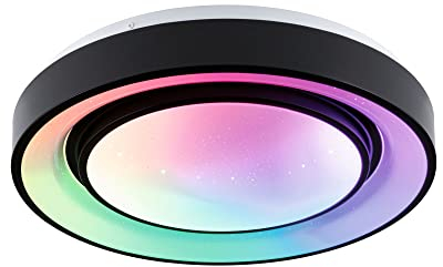 Paulmann 70544 LED Deckenleuchte Rainbow mit Regenbogeneffekt incl. 1x22 W dimmbar dynamicRGBW Farbsteuerung Schwarz, Weiß Kunststoff, Metall 3000 K