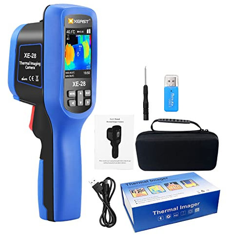 XEAST Wärmebildkamera, Handheld Infrarot Thermometer, Auflösung von 60 x 60 Pixel, Temperaturbereich –20 °C bis +300 °C, Eingebaute 8 GB Mobile U-Disk, mit LED Lichter und 2.4 Zoll Farbanzeige