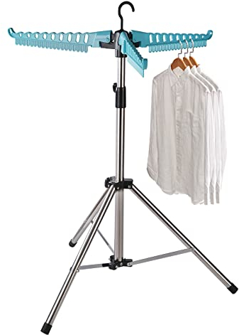 Sinbide Perchero Plegable con Barra para Colgar Ropa, Estante Lavandería Perchero Burro Ajustable, Tendedero Vertical Extensible para Ropa, Tendedero Portátil Camping para Interior y Exterior