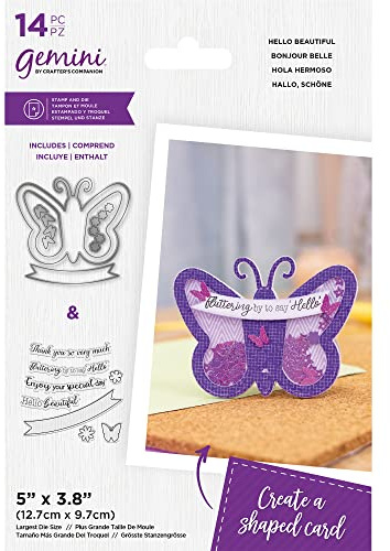 Gemini - Clearstamp&Snijmal set - Shape Shaker Cards - Hello beautiful