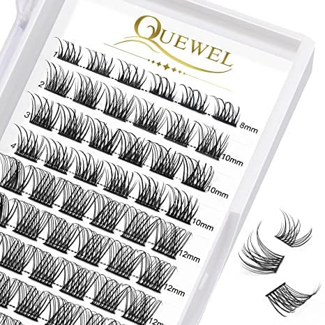 QUEWEL Cils Volume Cluster Cluster Faux-cils Individuels Lashes Naturels Russe Volume Cils Individuel DIY Extensions de Cils (natural-C-MIX)