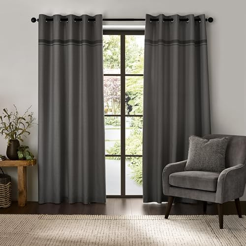 Catherine Lansfield Melville 46x54 Inch Lined Eyelet Curtains Two Panels Grey