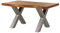 MASSIVMOEBEL24.DE Baumtisch Akazie Freeform 5 - Verschiedene Größen, Gestelle und Farben, Farbe:Natur lackiert, Größe:160x90 cm, Gestell:X-Beine Silber matt