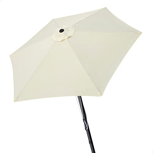AKTIVE 61122 - Sombrilla jardín y terraza exterior hexagonal antiviento Ø270 cm | Altura 2,4m | Protección UV50 | De aluminio, fácil de plegar e instalar | Sombrillas terraza, parasol jardín