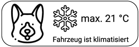 Auto Aufkleber A/C max. 21°C Fahrzeug ist klimatisiert Kfz Temperatur Hinweis Folie selbstklebend | 15x5cm Made in Germany, Größe: Weiß