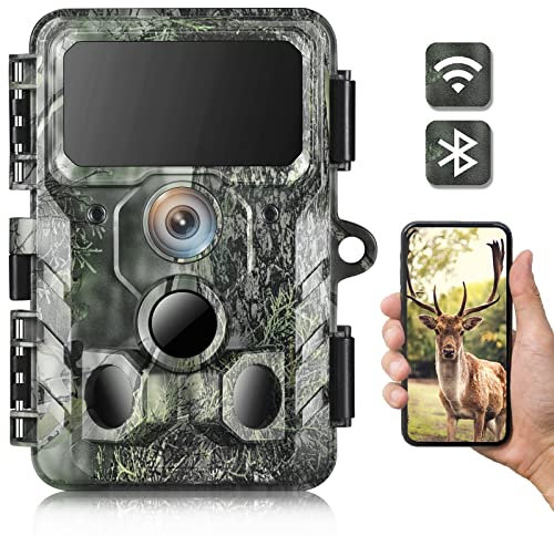 NEXCAM Caméra de Chasse WiFi 4K 30MP, Surveillance Bluetooth avec Détecteur Mouvement, Camera Nocturne Infrarouge Vitesse Dclenchement 0,2s IP66 Étanche pour Animaux Sauvages