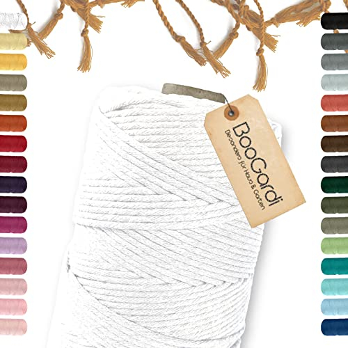 BooGardi Makramee Garn · viele Farben · Weiß 5mm x 100m · 3mm oder 5mm · Wollgarn · kreatives knüpfen weben Stricken · DIY Boho Garn