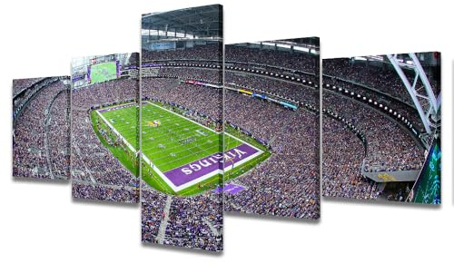 Leinwandbild, American Minnesota, Fußballsportstadion, Wikinger-Gemälde, 5-teilig, gerahmt, fertig zum Aufhängen (127 cm B x 61 cm H)