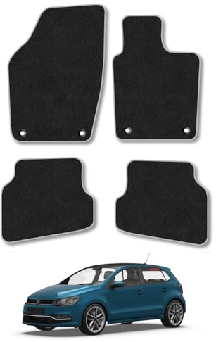 VW Polo (2009-2017) Carpet Car Mats | Grey Edge Trim Tailored Fit Floor Mats Full Coverage Protection Accessories Easy Clean Anti Slip Made in the UK