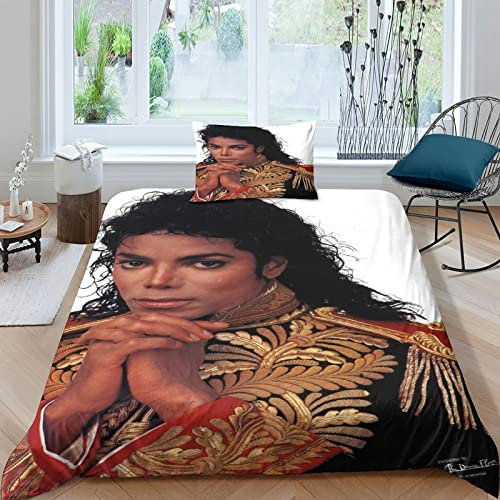 GENBAK Tänzer Bettbezug & Kopfkissenbezug 3D Musiker - Druckeffekt - Leichtes Mikrofaser-Bettwäsche-Set (Michael Jackson, einzeln(135x200cm))