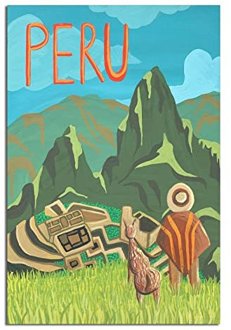 EWPLOREWASP Vintage Reiseposter Peru Leinwand Kunst Poster Geschenk Wanddekoration Gemälde Poster Dekorative Poster