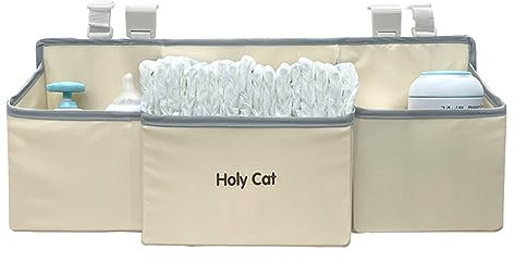 Holy Cat Hängender Baby-Windel-Organizer mit Papiertasche für Wickeltisch, Krippe, Spielard-Organisation, Kinderzimmer-Organisation, hängendes Kinderzimmer, Hellgelb