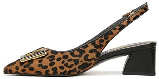 Franco Sarto Women's Racer Slingback Low Block Heel Pointed Toe Pump, Leopard Print Hair Ornament, 5