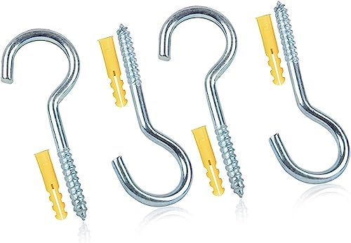 kanta Lot de 4 crochets de corde à linge robustes à visser au plafond en acier inoxydable antirouille - Parfaits pour la maison, le bureau, l'intérieur et l'extérieur - 100 mm