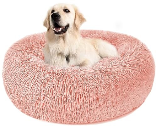 Cuccia Gatto Cane Antistress Morbida - Cuscino Pelosa per Cani Gatti Interno Nuvola Soffice Peluche Rotondo da Ciambella, Letto Pelosa per Animale Domestico Piccola Media (XL-70cm/27.6in, Rosa)