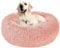 Panier Chien Panier Chat, Coussin Chien & Chat Rond Moelleux Anti Stress, Lit Chien & Chat Apaisant en Peluche, Coussin Donut Lavable pour Animaux de Compagnie (XL, Rose)