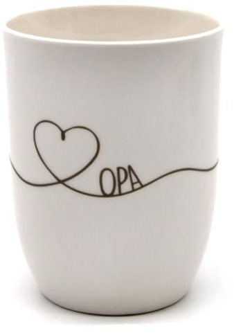 Mea-Living Tasse mit Henkel OPA Herz, 500ml, Becher mit Spruch, Geschenkidee für Opi, Spruchtasse