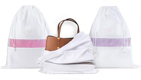 Hayden Hill Luxuriöse Staubbeutel aus Bio-Baumwolle für Handtaschen - 3er-Pack - Taschen Aufbewahrung von Handtaschen, Schuhen und Geldbörsen - Zertifiziert Klimaneutral (Groß 58 cm)