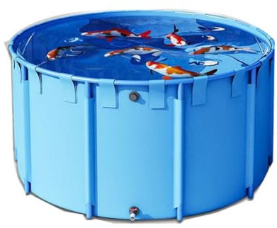 Rahmen-Schwimmbad, runder Segeltuch-Fischteichpool mit Metallhalterung, faltbarer Kinderpool Fischtank für Regenfass Wassersammler, einfach zu installieren (Farbe: Blau, Größe: 1,5 x 1,2 m)