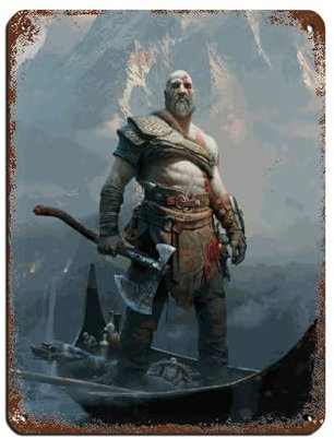 Game God of War Kratos Poster (8) Blechschild Vintage Metall Pub Club Cafe Bar Home Wandkunst Dekoration Poster Retro 30 x 40 cm